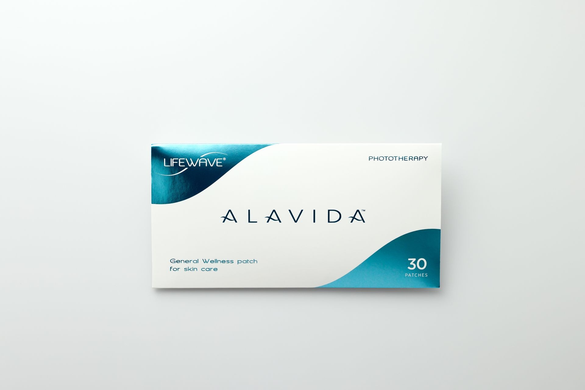 Lifewave Alavida phototherapy packaging with 30 patches for skin care.